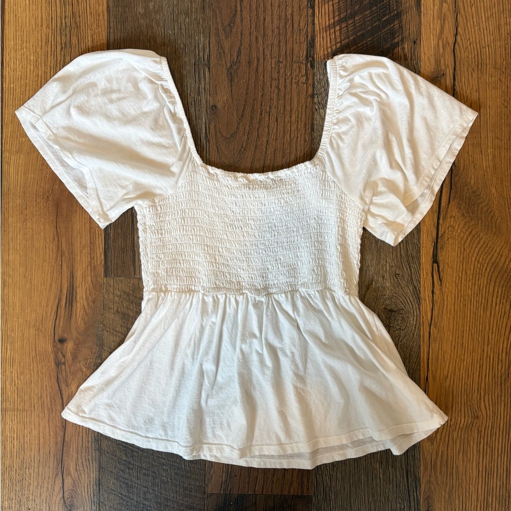 Bobi Smocked White Blouse